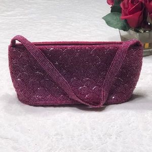 Vintage 1960s red beaded event or evening bag
